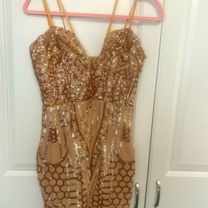 Sequence mini dress Gold